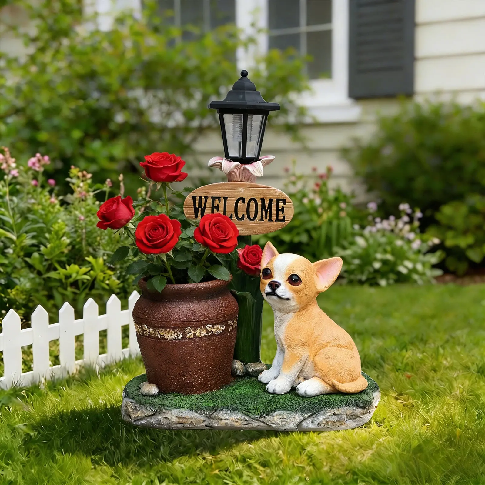 Sitting Corgi Resin Planter Statue for Outdoor Garden Decor, 15.4 in