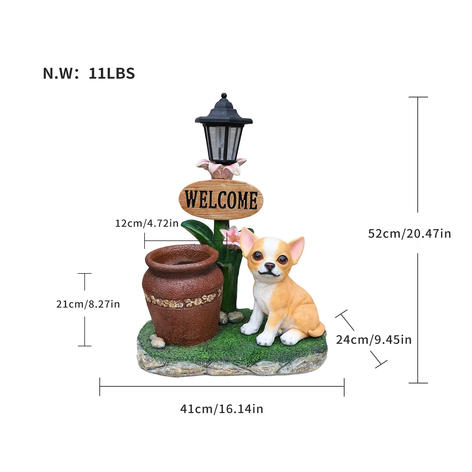 Sitting Corgi Resin Planter Statue for Outdoor Garden Decor, 15.4 in - Image 2