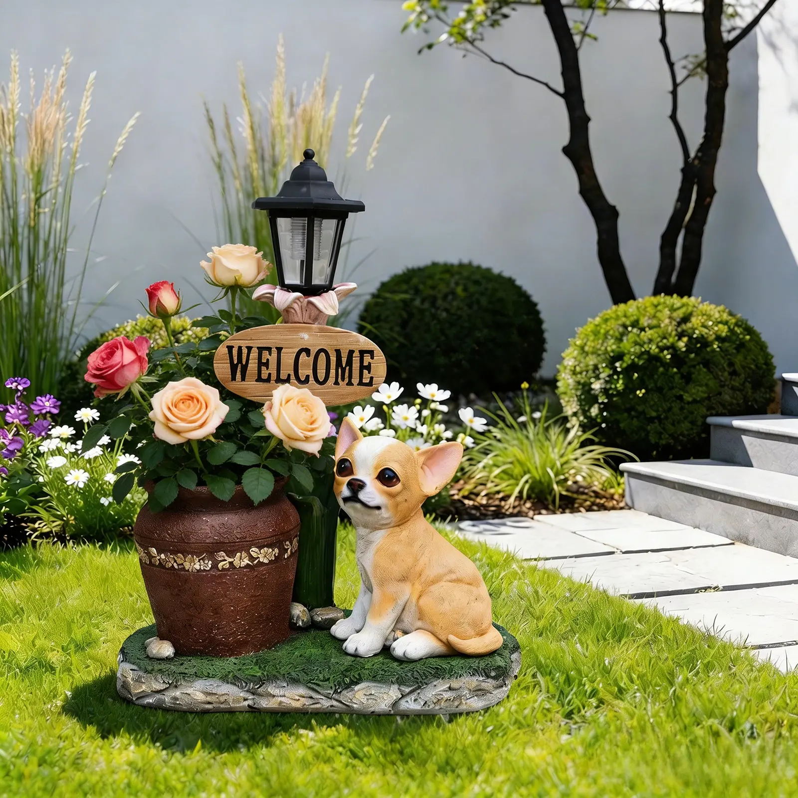 Sitting Corgi Resin Planter Statue for Outdoor Garden Decor, 15.4 in - Image 4