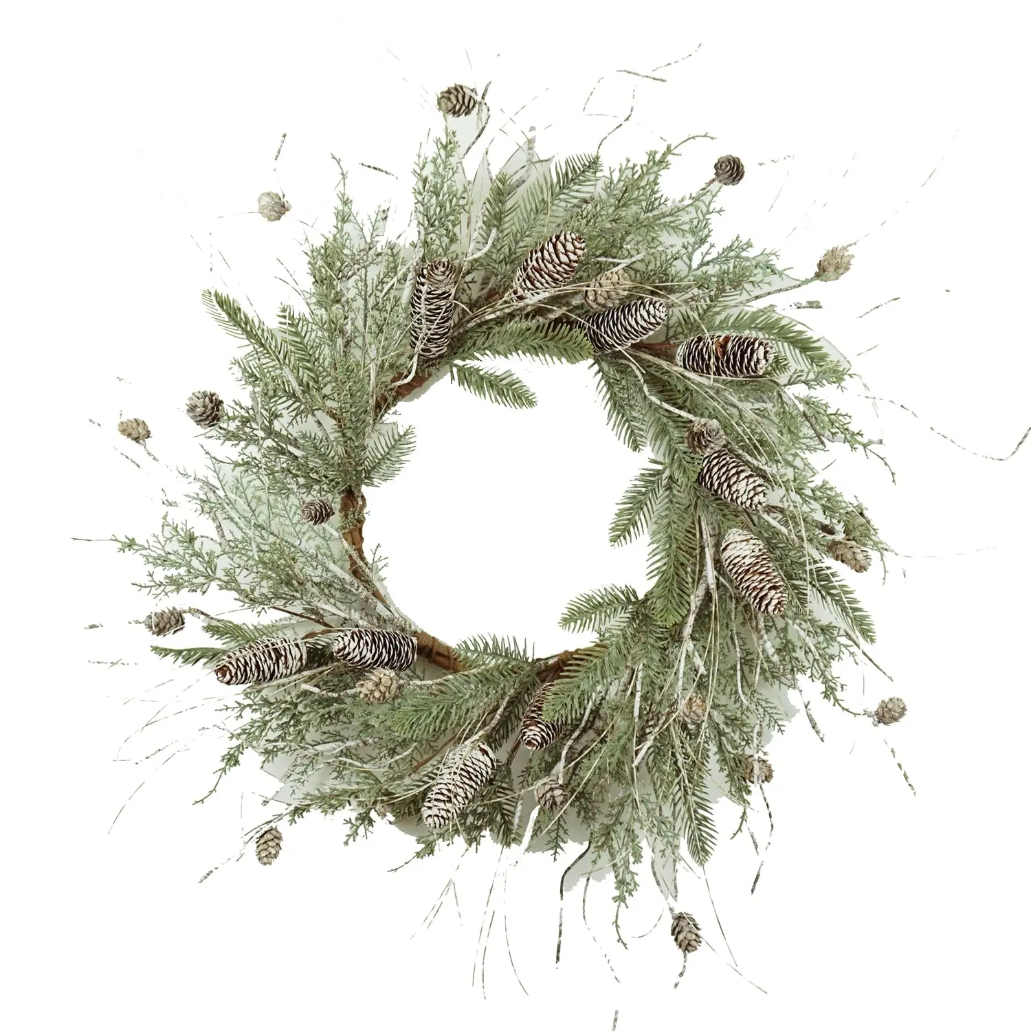 Green Pine and Pinecone Christmas Wreath with Faux Foliage, 24 in - Image 2