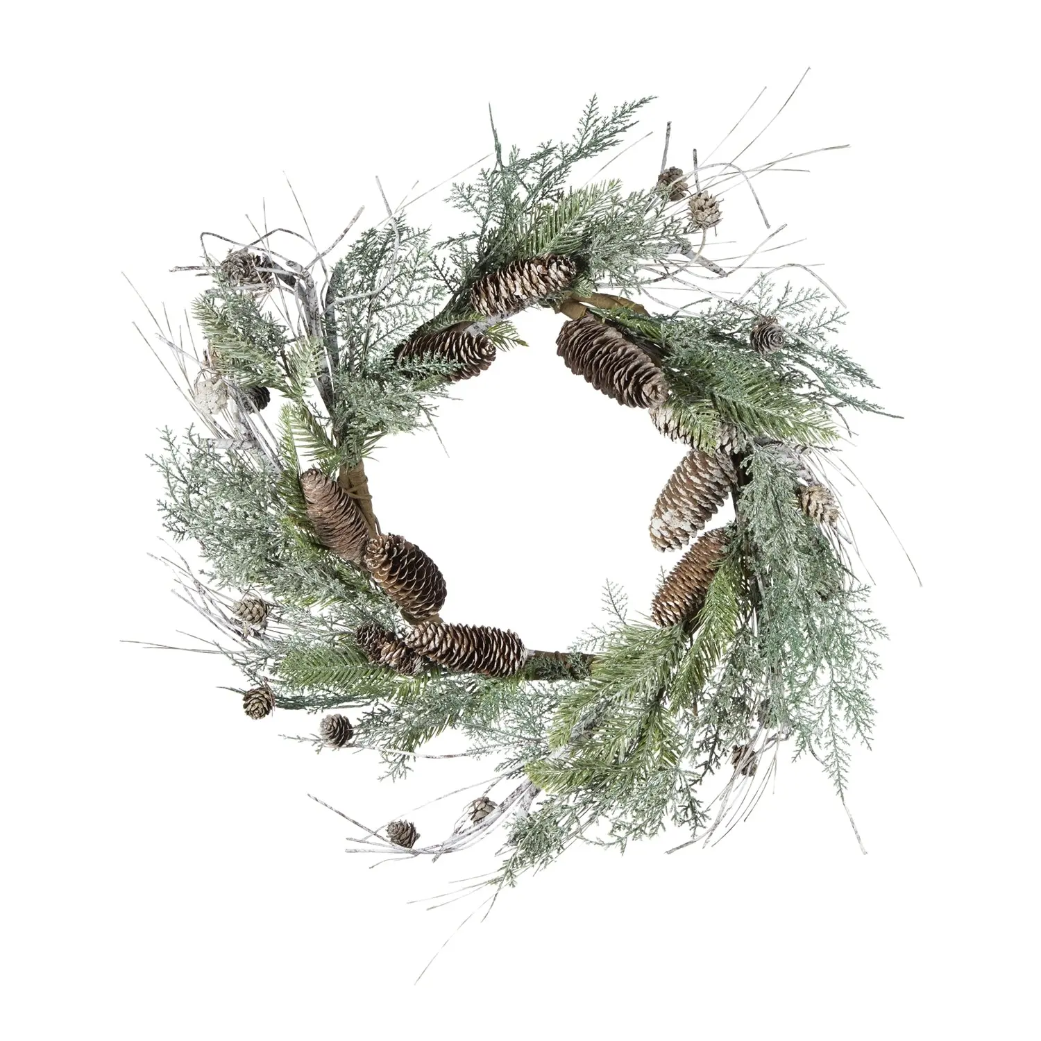 Green Pine and Pinecone Christmas Wreath with Faux Foliage, 24 in - Image 3