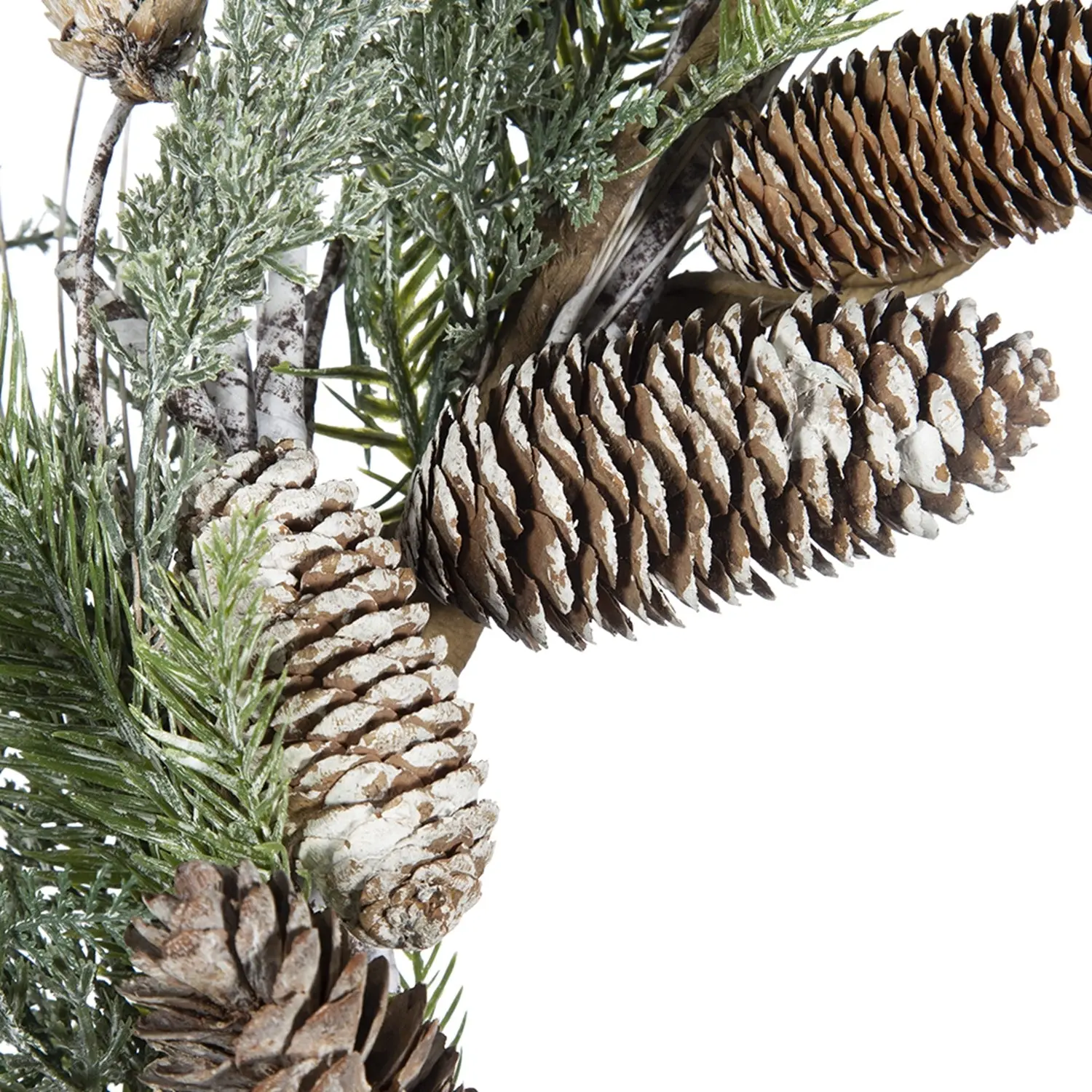 Green Pine and Pinecone Christmas Wreath with Faux Foliage, 24 in - Image 6