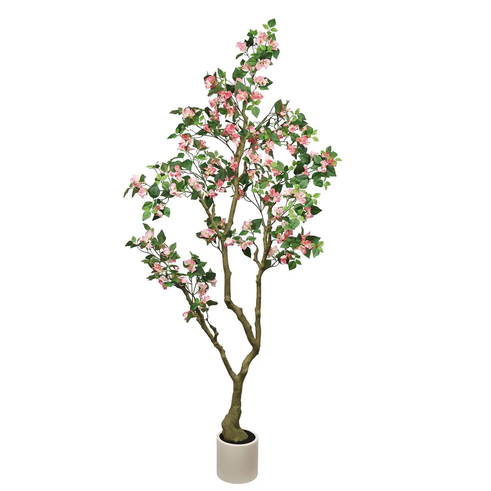 Artificial Pink Bougainvillea Tree in White Planter for Indoor or Outdoor Decor - Image 2