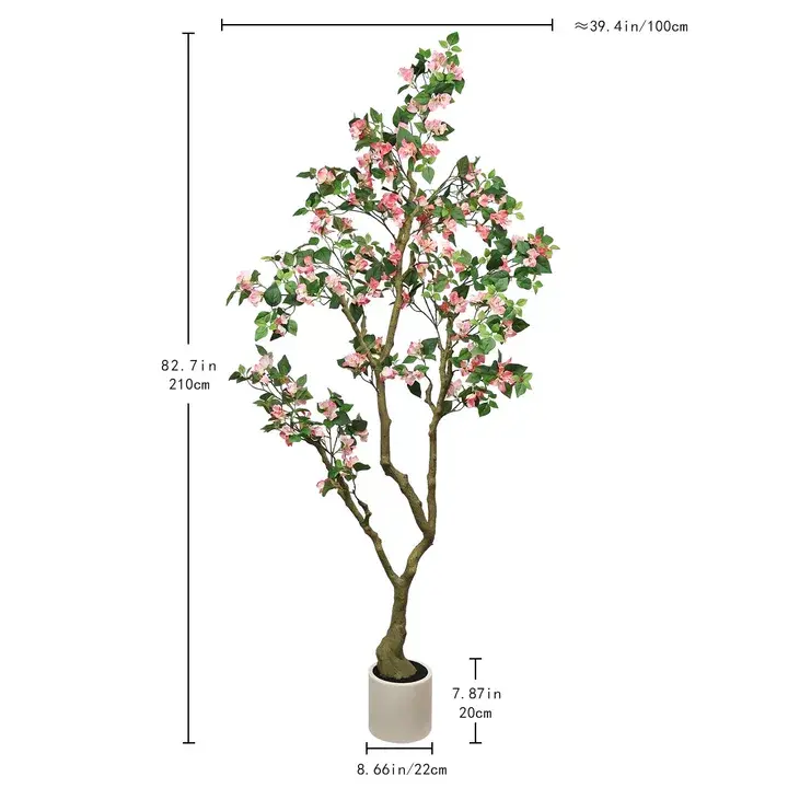 Artificial Pink Bougainvillea Tree in White Planter for Indoor or Outdoor Decor - Image 3