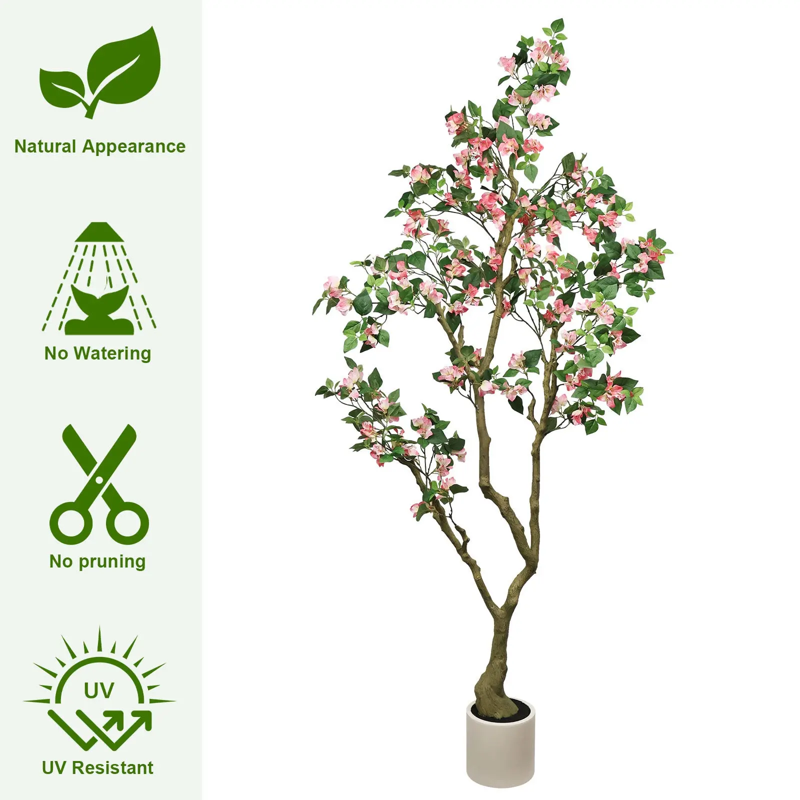 Artificial Pink Bougainvillea Tree in White Planter for Indoor or Outdoor Decor - Image 5