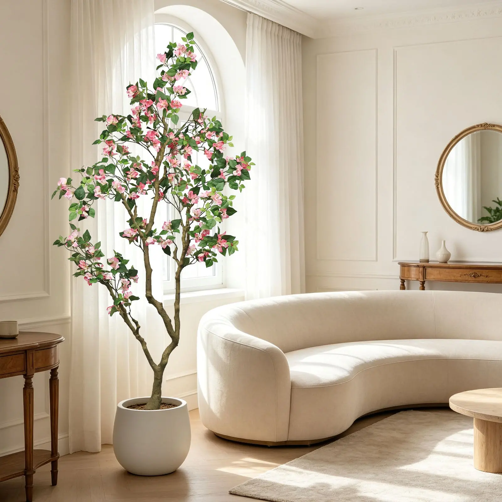 Artificial Pink Bougainvillea Tree in White Planter for Indoor or Outdoor Decor - Image 8