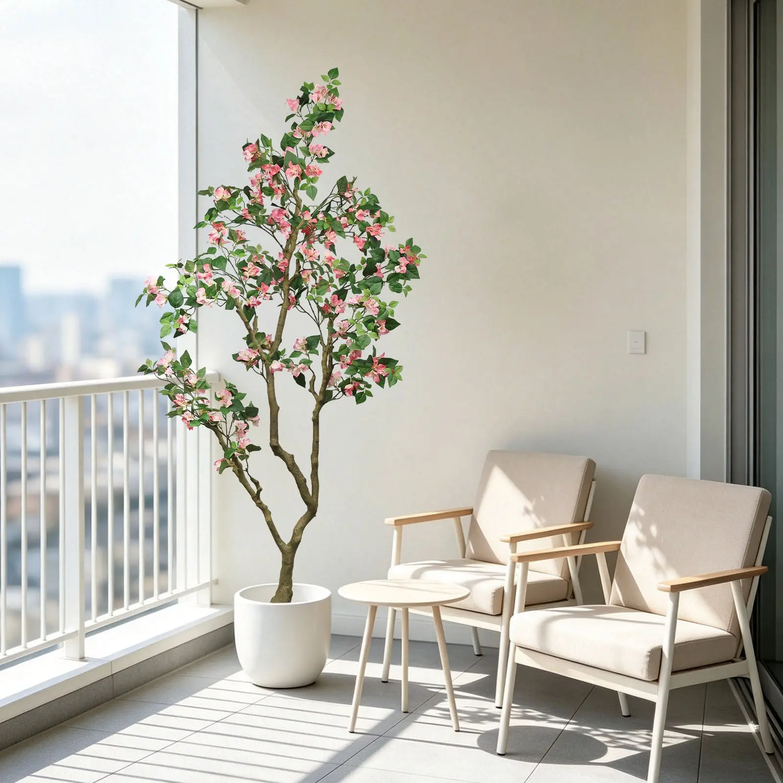Artificial Pink Bougainvillea Tree in White Planter for Indoor or Outdoor Decor - Image 10