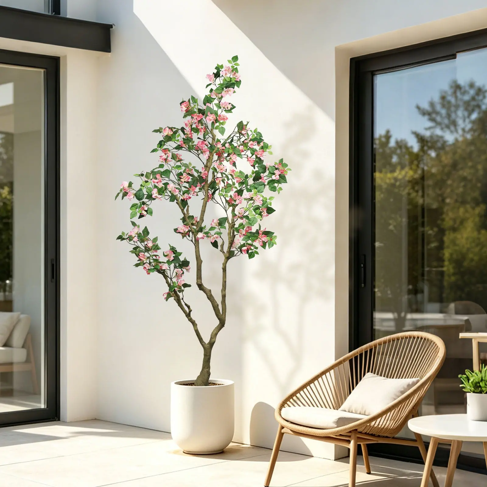 Artificial Pink Bougainvillea Tree in White Planter for Indoor or Outdoor Decor - Image 11