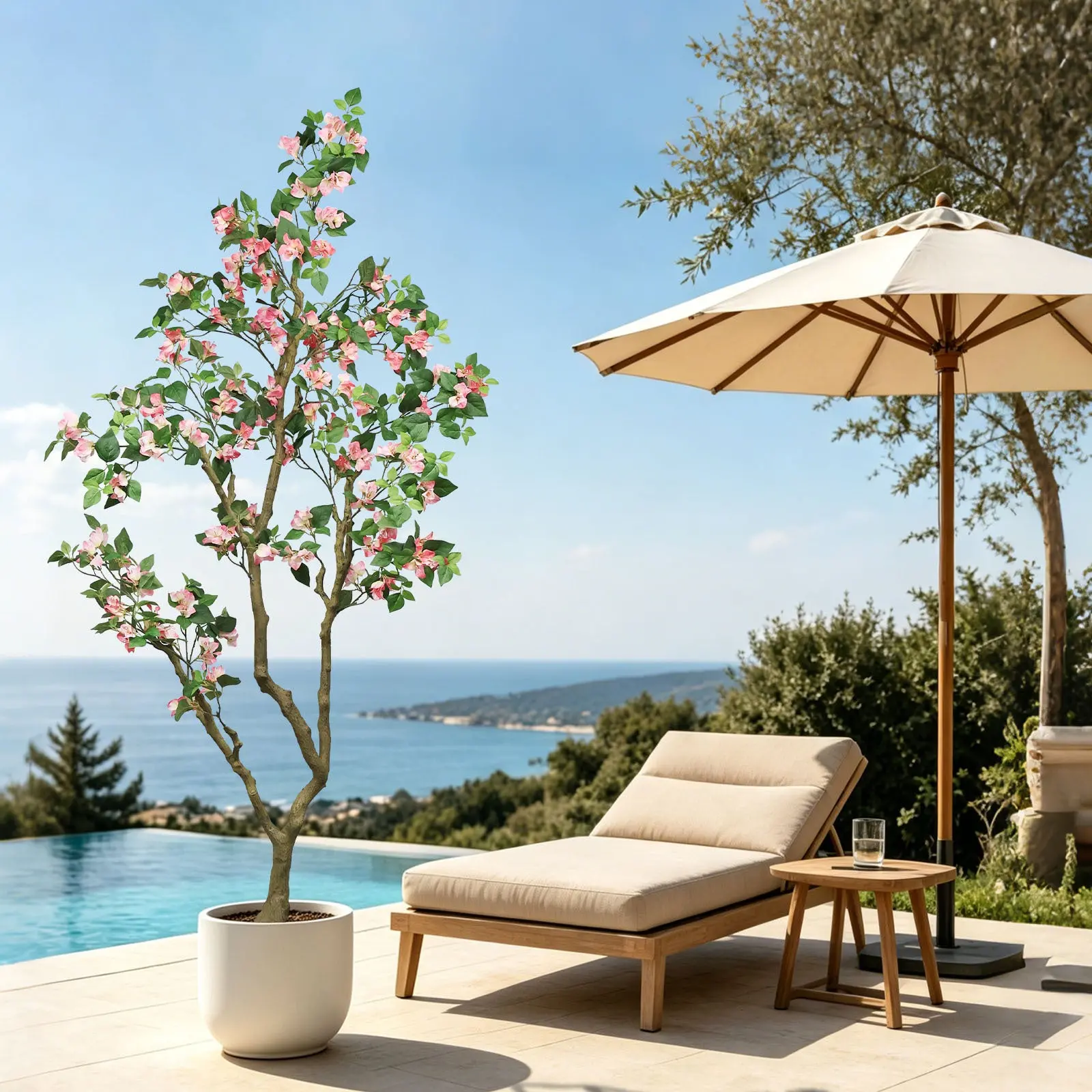 Artificial Pink Bougainvillea Tree in White Planter for Indoor or Outdoor Decor - Image 12