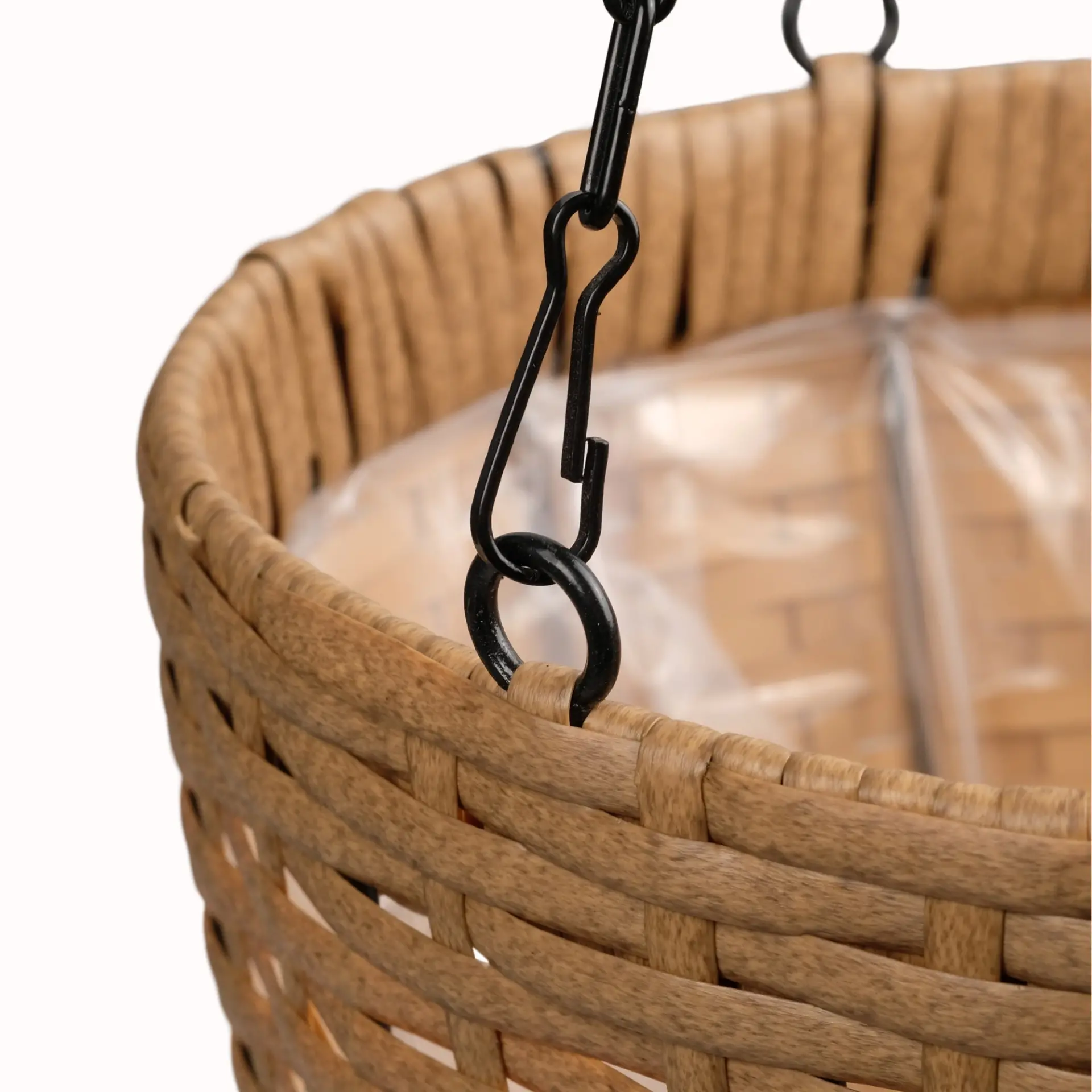 Resin Wicker Hanging Planters with Steel Frames and Liners for Covered Outdoor Use, Set of Two - Image 6
