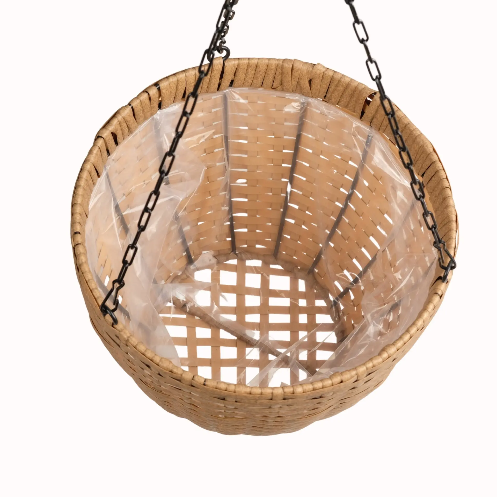 Resin Wicker Hanging Planters with Steel Frames and Liners for Covered Outdoor Use, Set of Two - Image 7