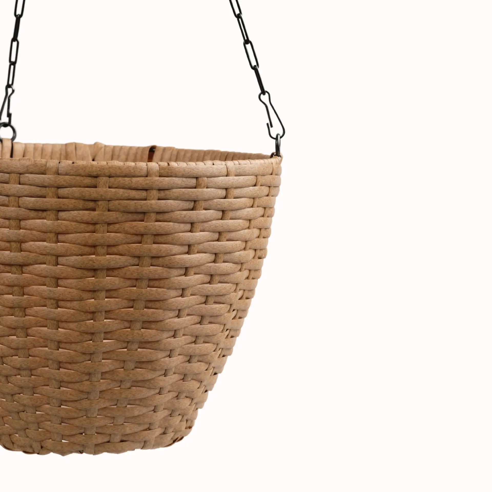 Resin Wicker Hanging Planters with Steel Frames and Liners for Covered Outdoor Use, Set of Two - Image 8