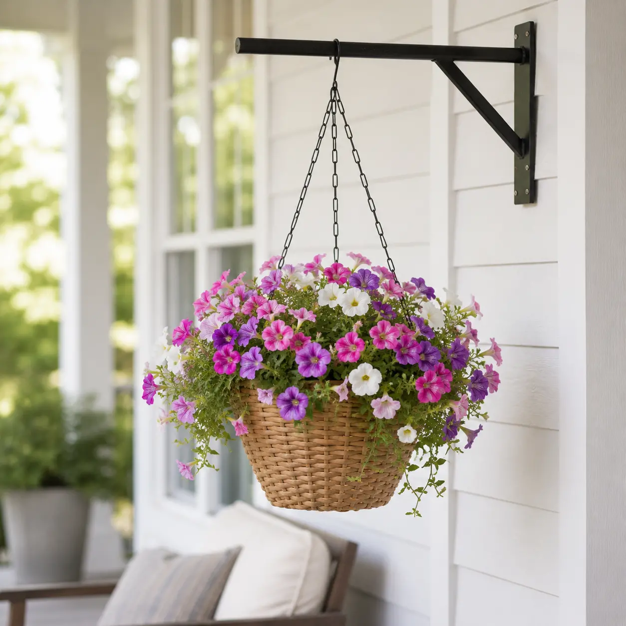 Resin Wicker Hanging Planters with Steel Frames and Liners for Covered Outdoor Use, Set of Two - Image 10
