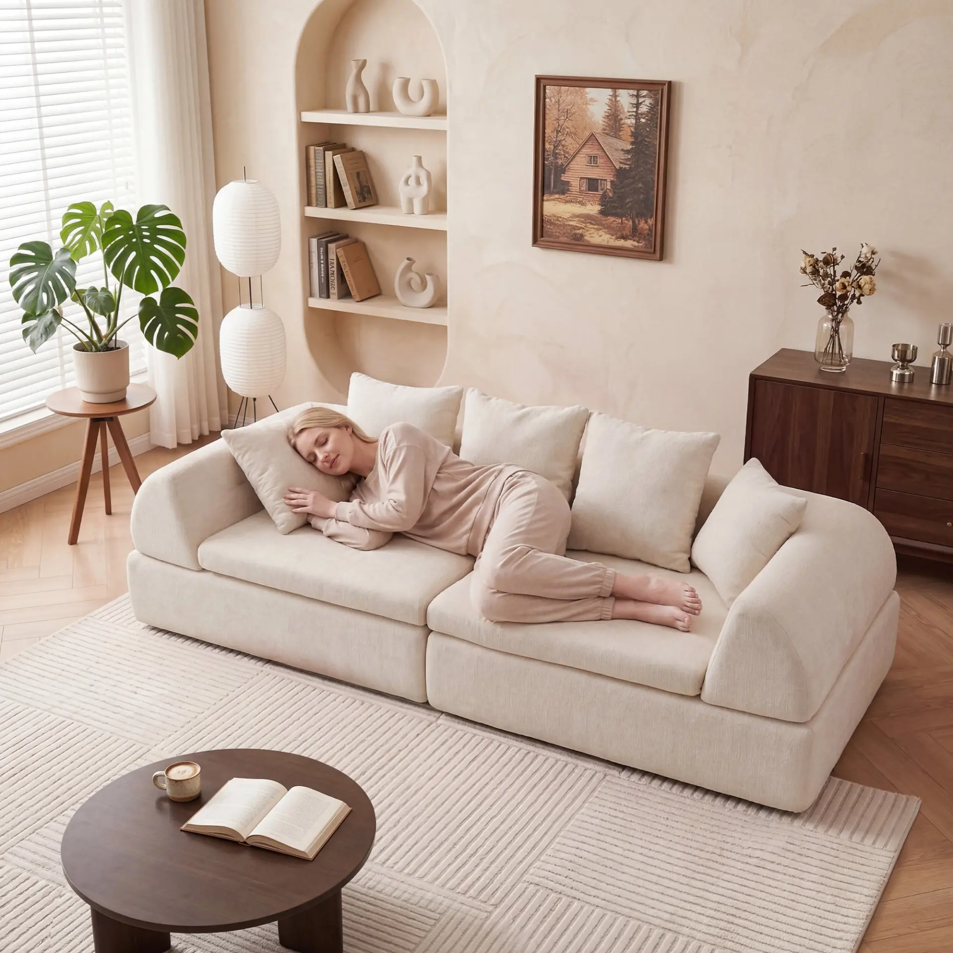 104" Boneless Modular Cloud Sectional Sofa with Deep Seating and Ottoman - Image 3
