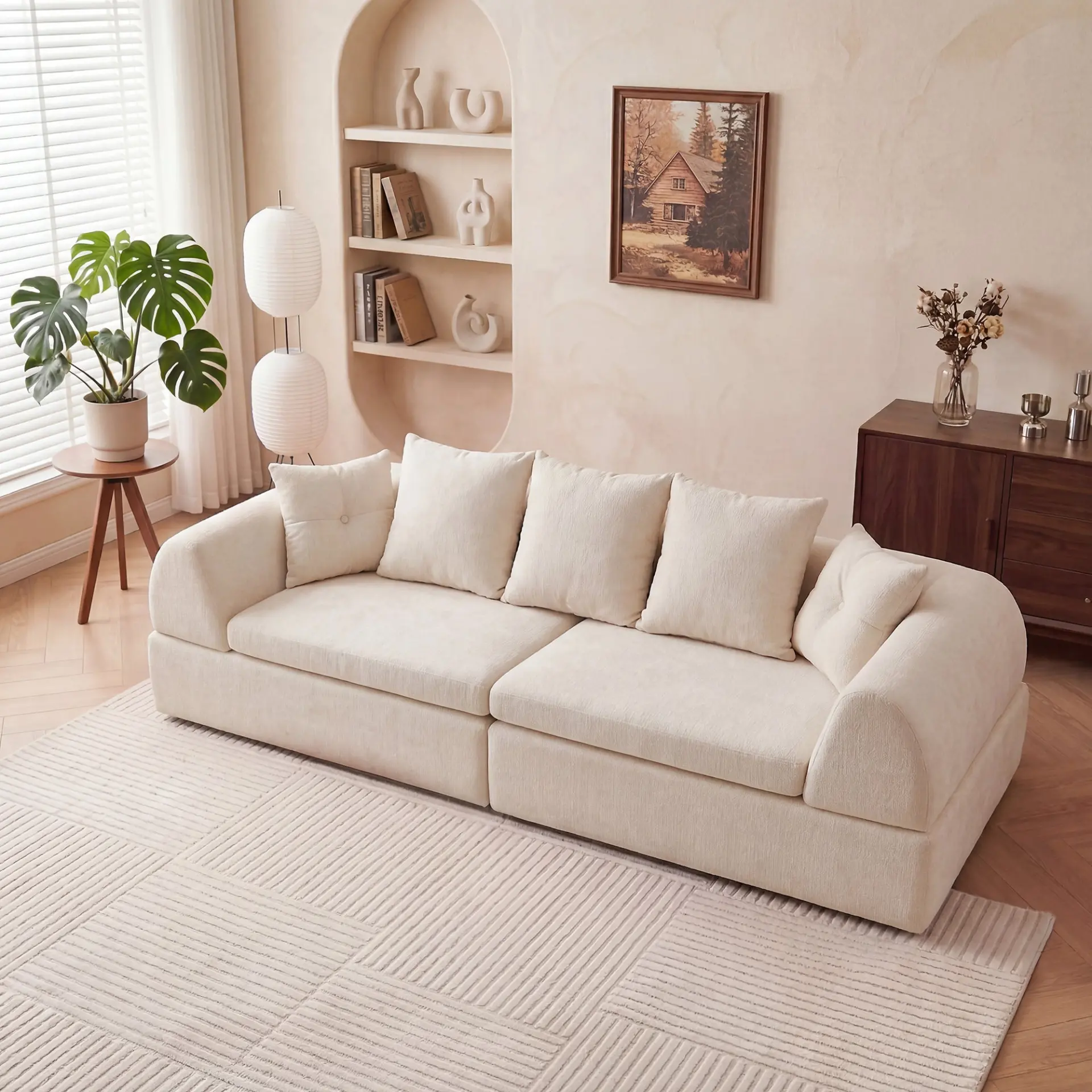 104" Boneless Modular Cloud Sectional Sofa with Deep Seating and Ottoman - Image 4