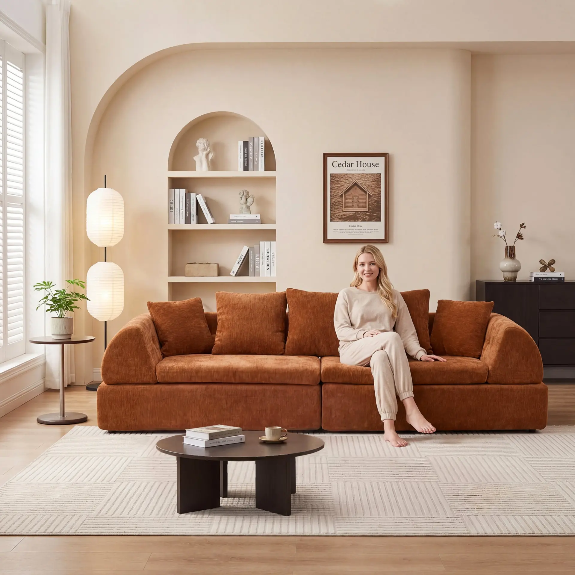 104" Boneless Modular Cloud Sectional Sofa with Deep Seating and Ottoman - Image 16