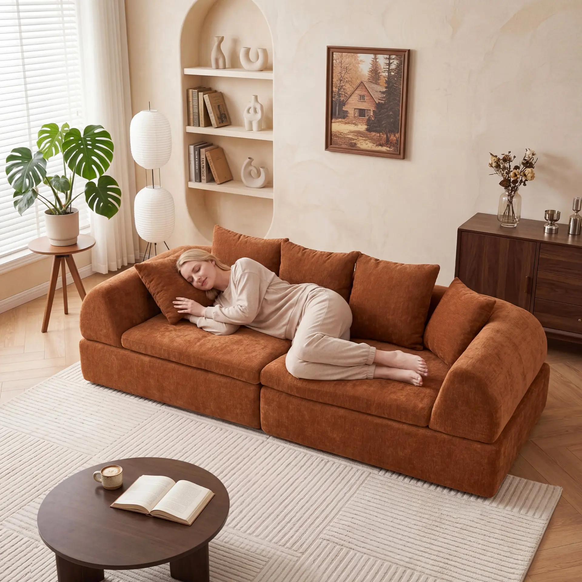 104" Boneless Modular Cloud Sectional Sofa with Deep Seating and Ottoman - Image 18