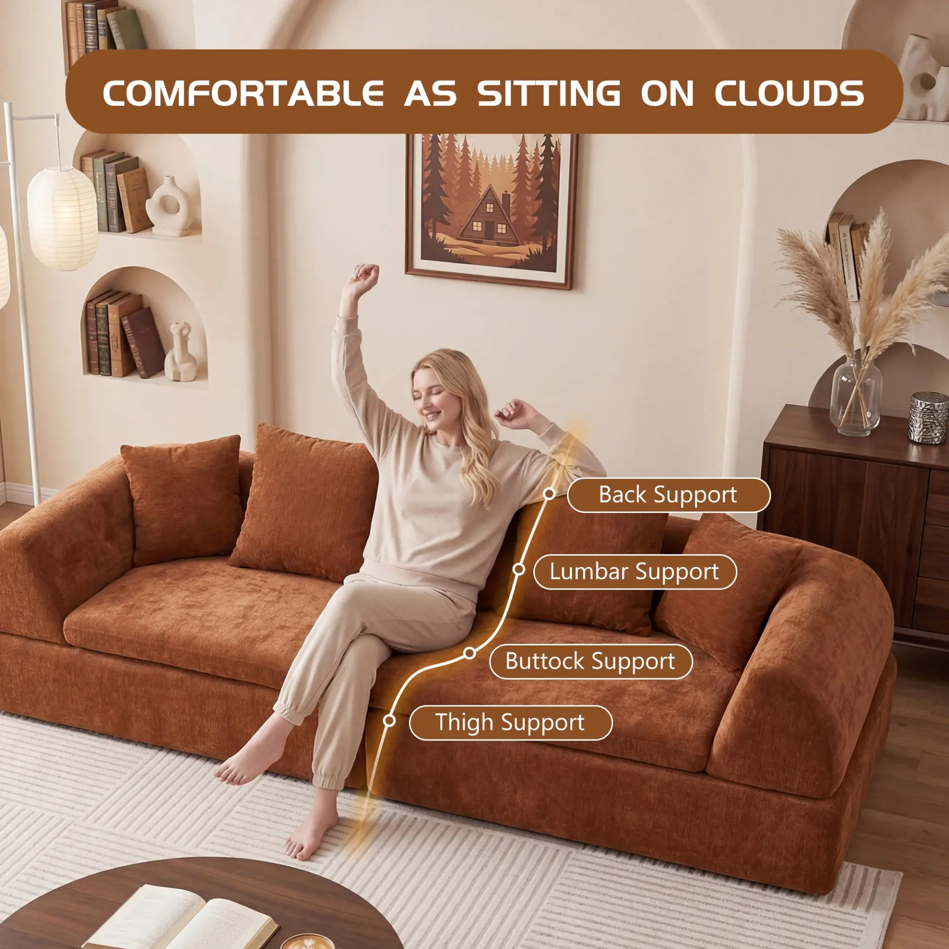 104" Boneless Modular Cloud Sectional Sofa with Deep Seating and Ottoman - Image 20