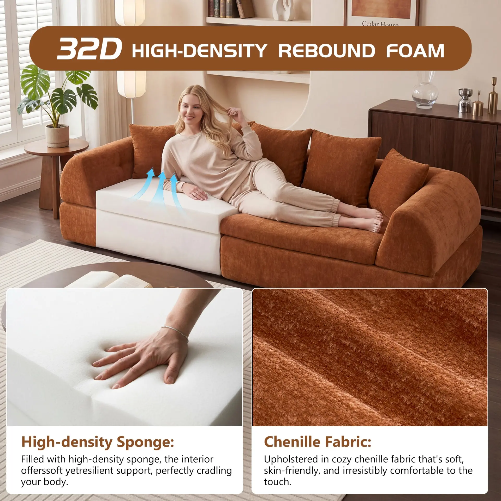 104" Boneless Modular Cloud Sectional Sofa with Deep Seating and Ottoman - Image 21