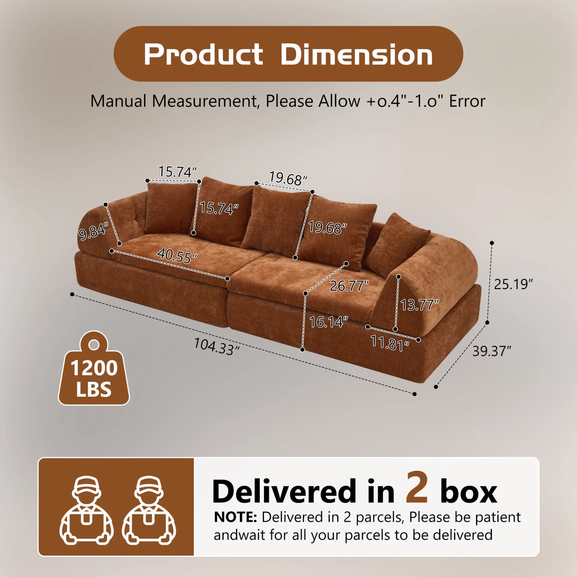104" Boneless Modular Cloud Sectional Sofa with Deep Seating and Ottoman - Image 22