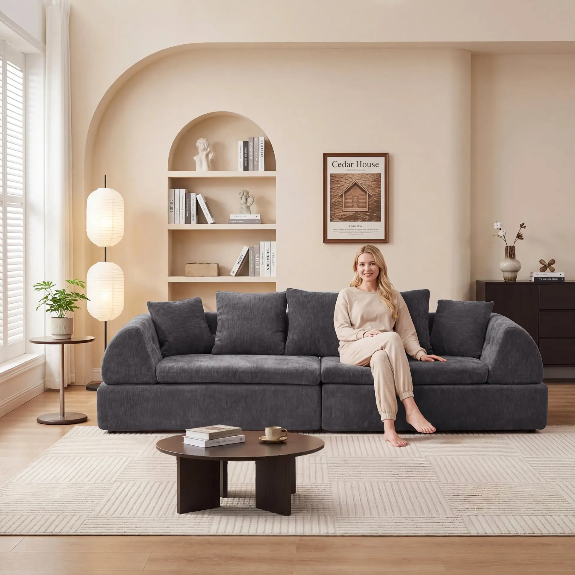 104" Boneless Modular Cloud Sectional Sofa with Deep Seating and Ottoman - Image 35