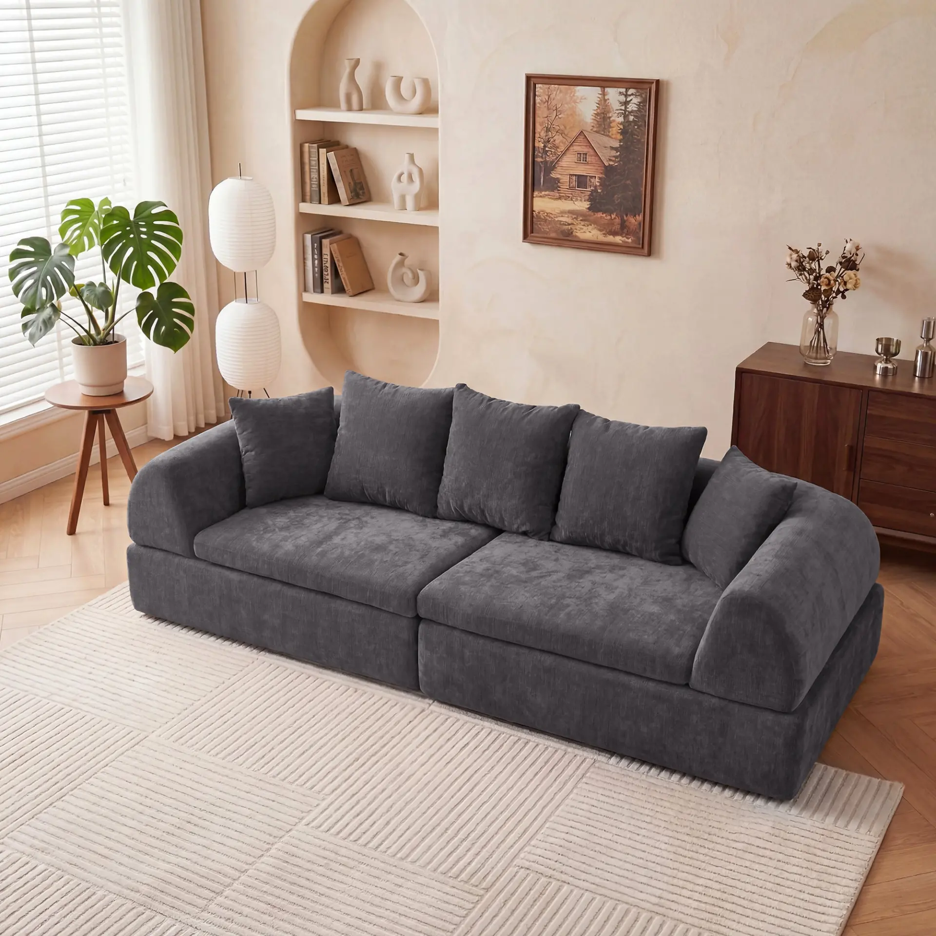 104" Boneless Modular Cloud Sectional Sofa with Deep Seating and Ottoman - Image 36