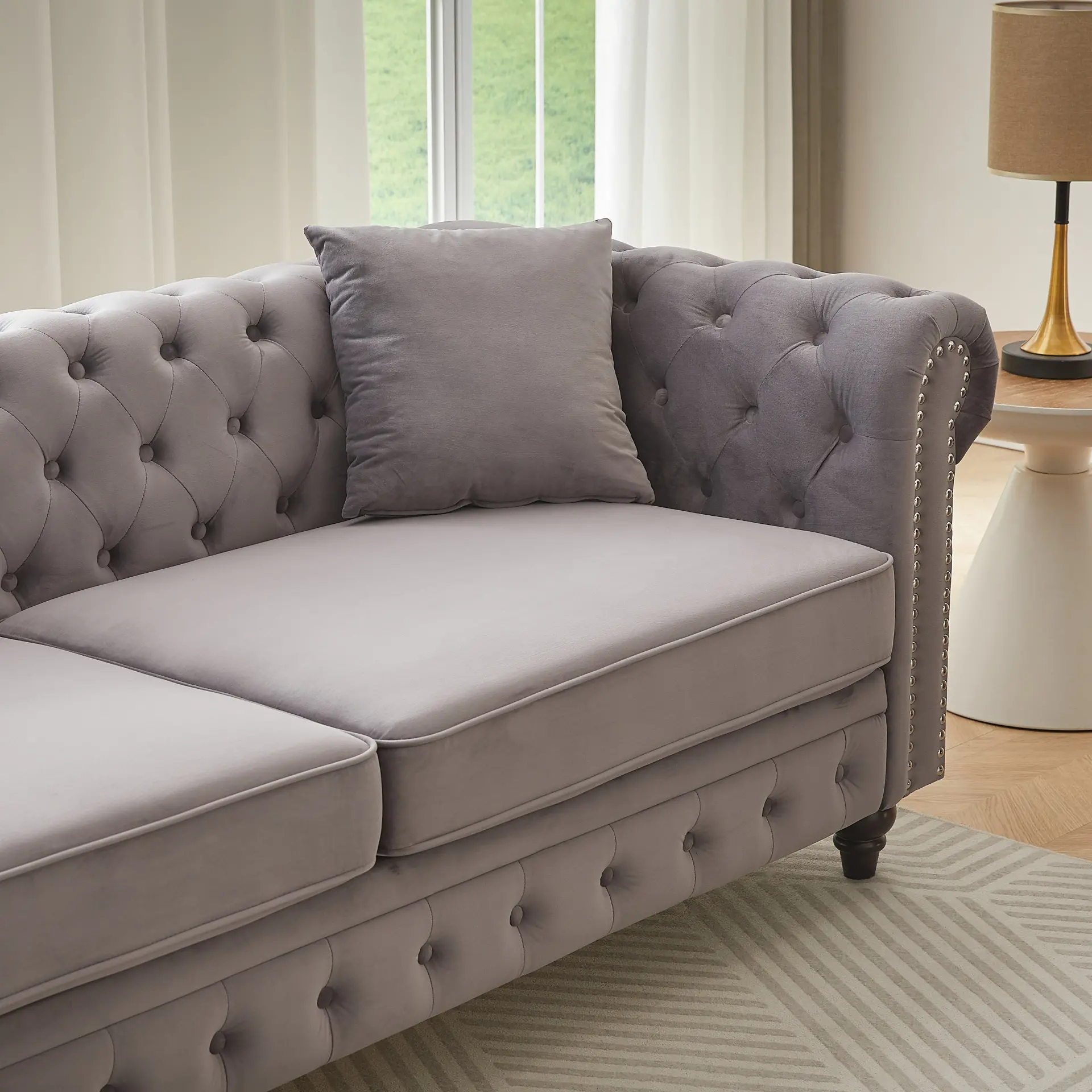 Five-Seat Chesterfield Sofa Set with Three-Seat and Two-Seat Sofas and Four Cushions - Image 6