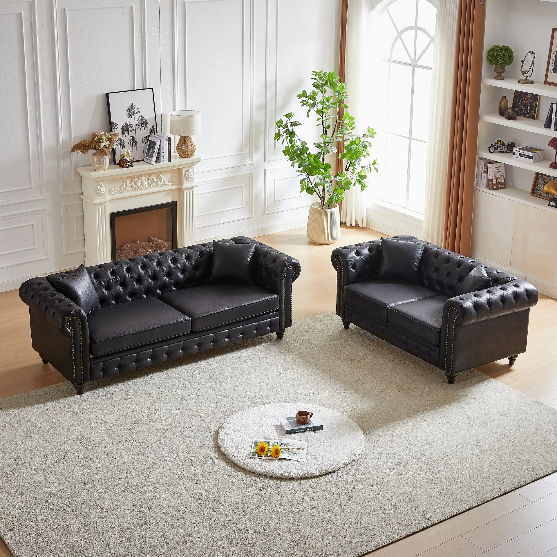 Five-Seat Chesterfield Sofa Set with Three-Seat and Two-Seat Sofas and Four Cushions - Image 18