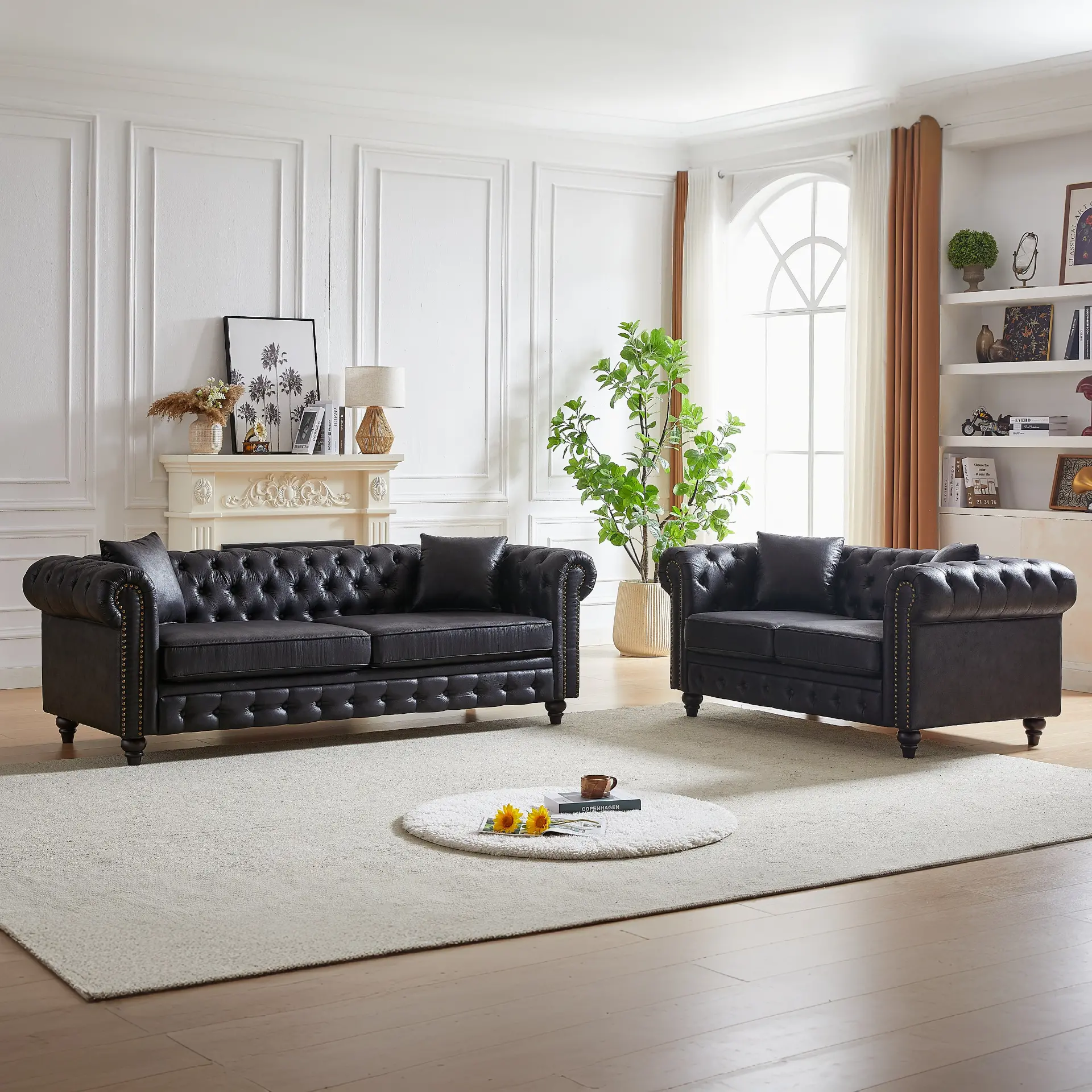 Five-Seat Chesterfield Sofa Set with Three-Seat and Two-Seat Sofas and Four Cushions - Image 19