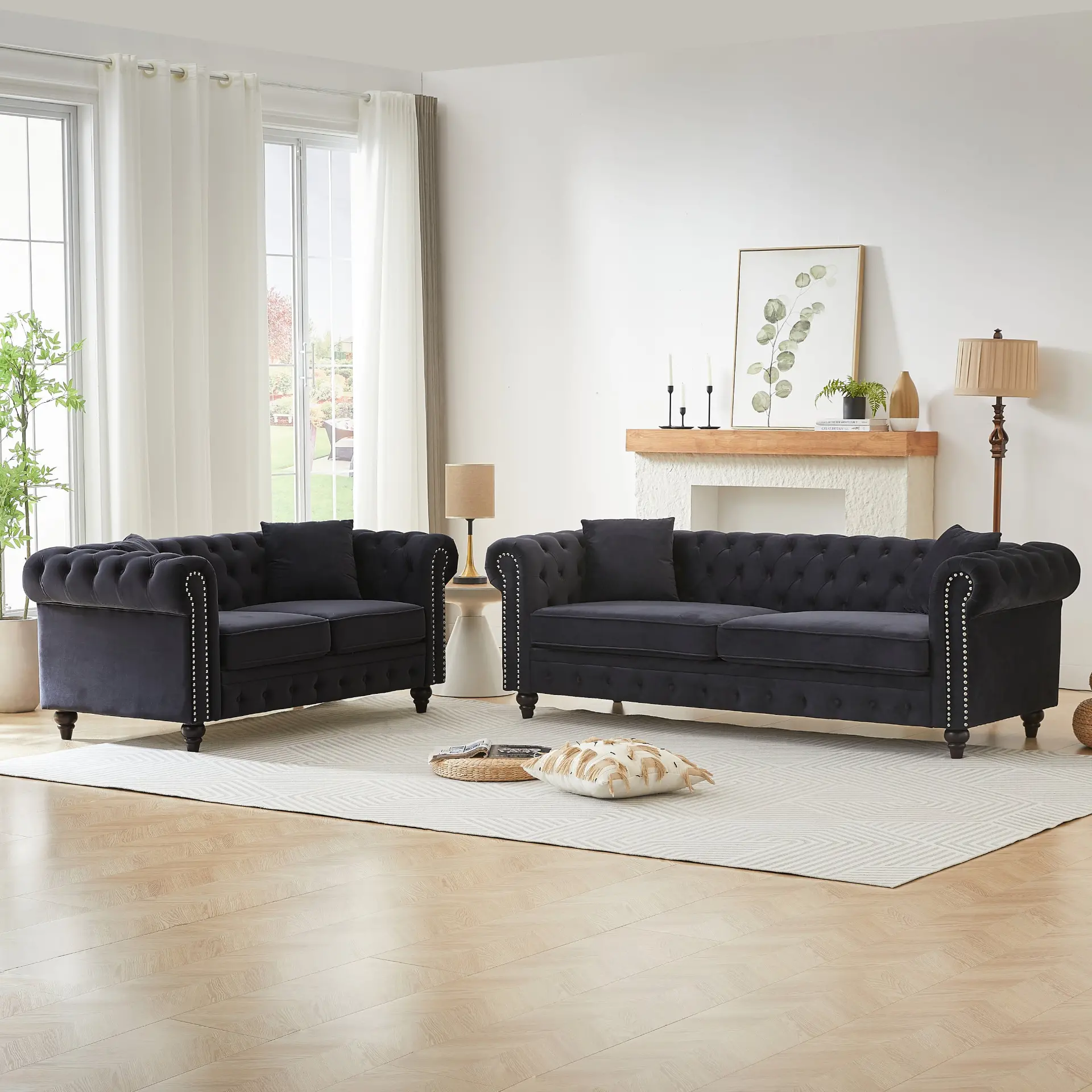 Five-Seat Chesterfield Sofa Set with Three-Seat and Two-Seat Sofas and Four Cushions - Image 22