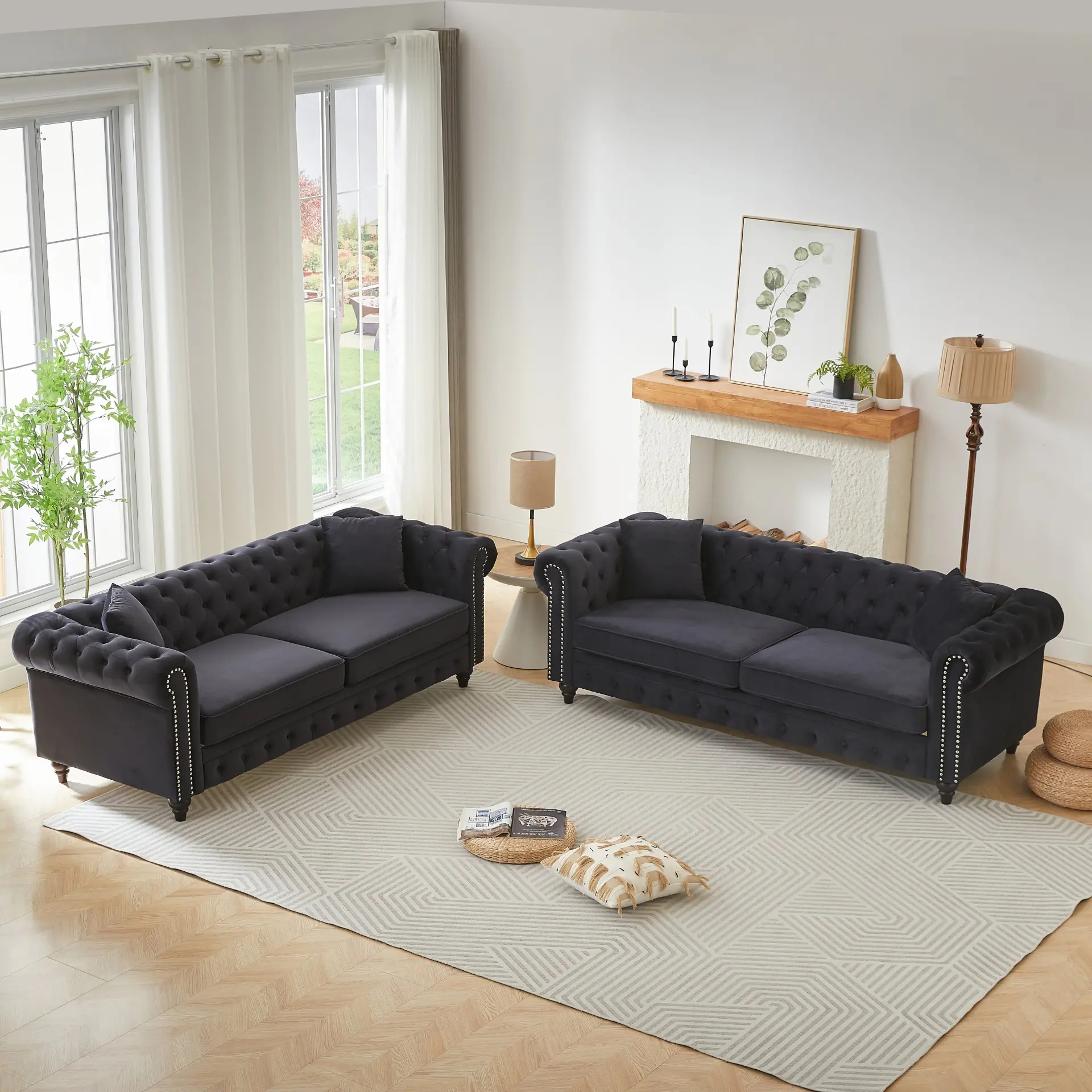 Five-Seat Chesterfield Sofa Set with Three-Seat and Two-Seat Sofas and Four Cushions - Image 23