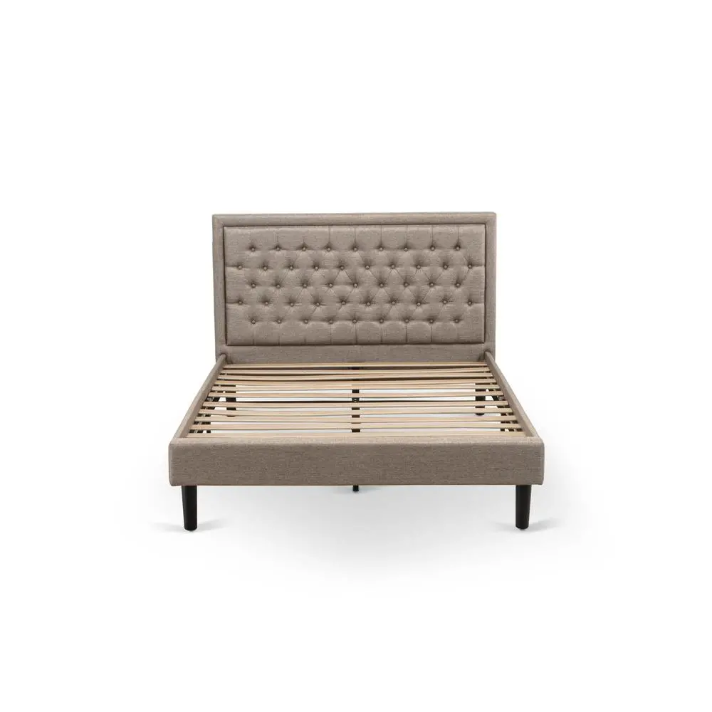 KD16Q-2VL0C 3 Piece Bed Set - Queen Bed Dark Khaki Headboard with 2 Modern Nightstand - Black Finish Legs - Image 9